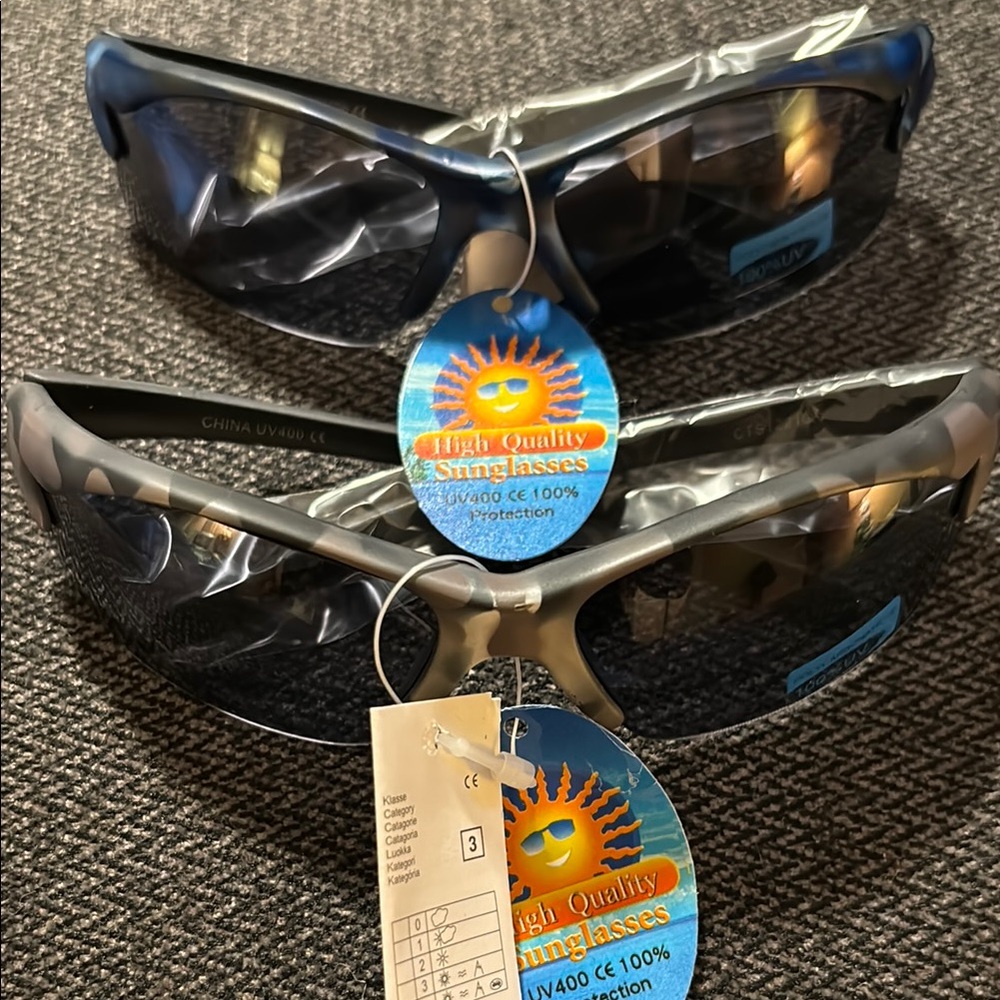 Men's Sunglasses - Blue and Gray 2pair Camo pattern UV100% protection
